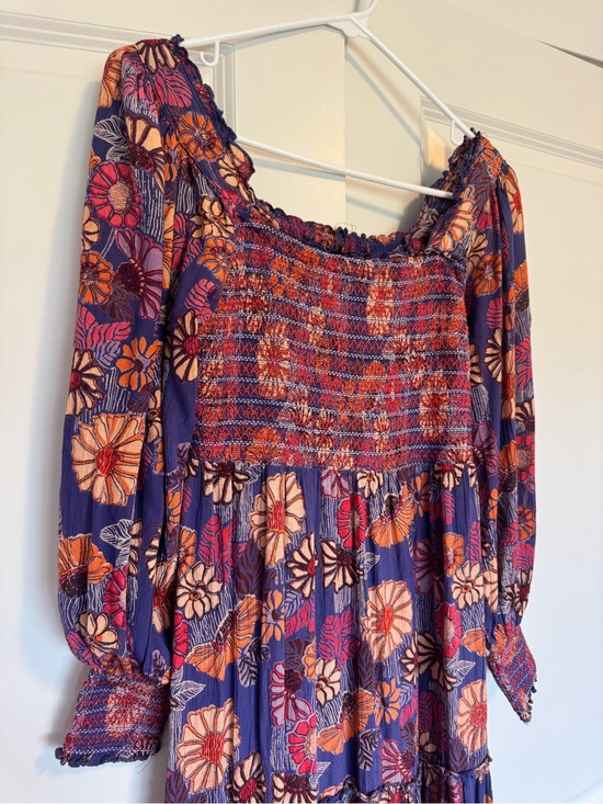 Angie Dresses & Skirts - Stunning Floral Smocked Maxi Dress - Purple & Orange